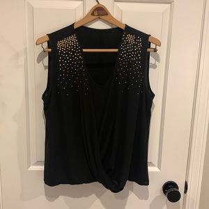 Black sleeveless top